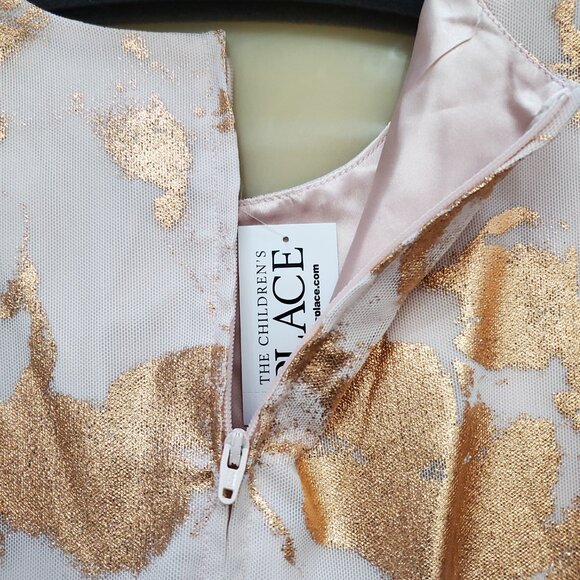 The Children's Place Rose Dust Metallic Blush Pink Girl's Belted Dress Size 14 - Picture 15 of 15